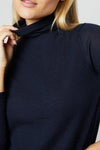 Superfine Funnel-Neck Sweater in Navy Cashmere