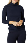 Superfine Funnel-Neck Sweater in Navy Cashmere