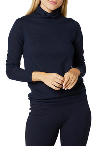 Superfine Funnel-Neck Sweater in Navy Cashmere