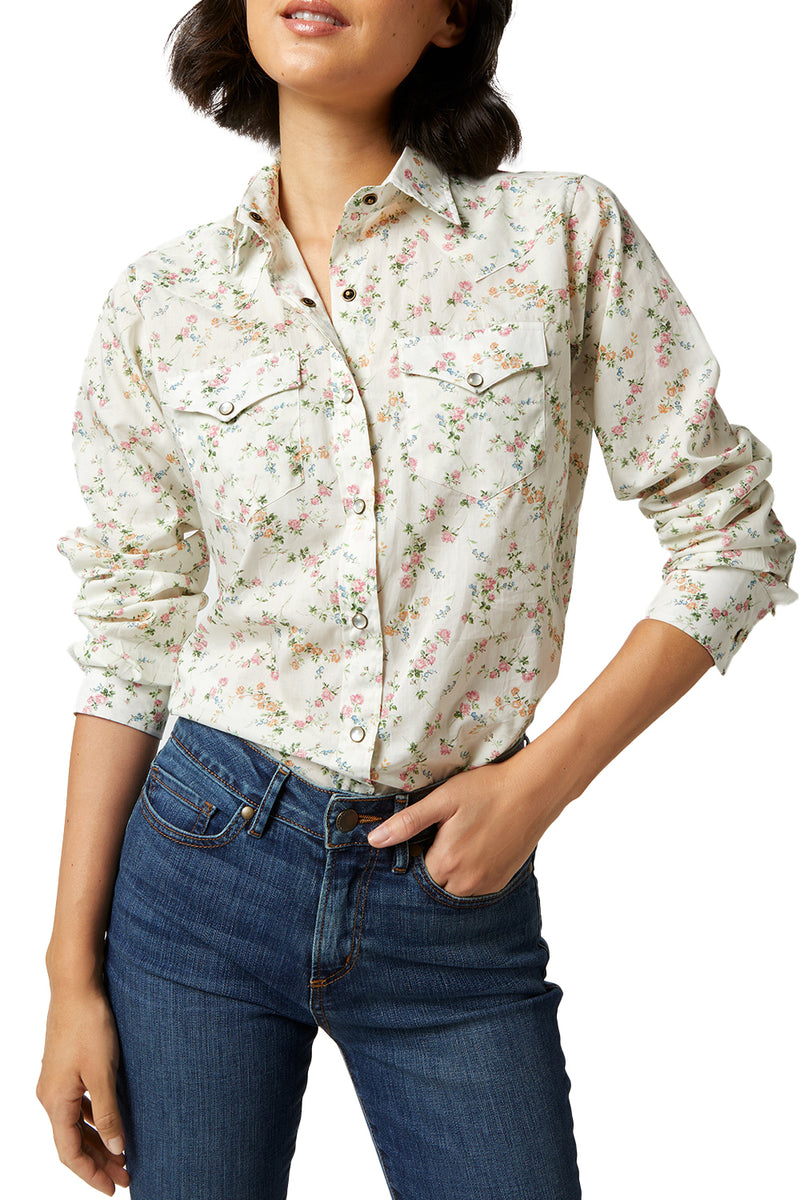 Western Shirt in Ivory/Multi Elizabeth Liberty Fabric