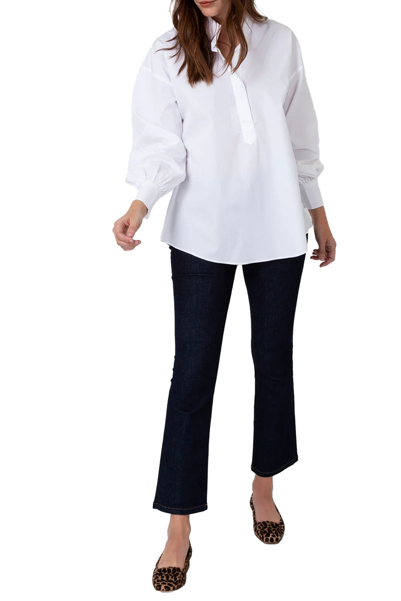 Anaya Popover Shirt in White Poplin