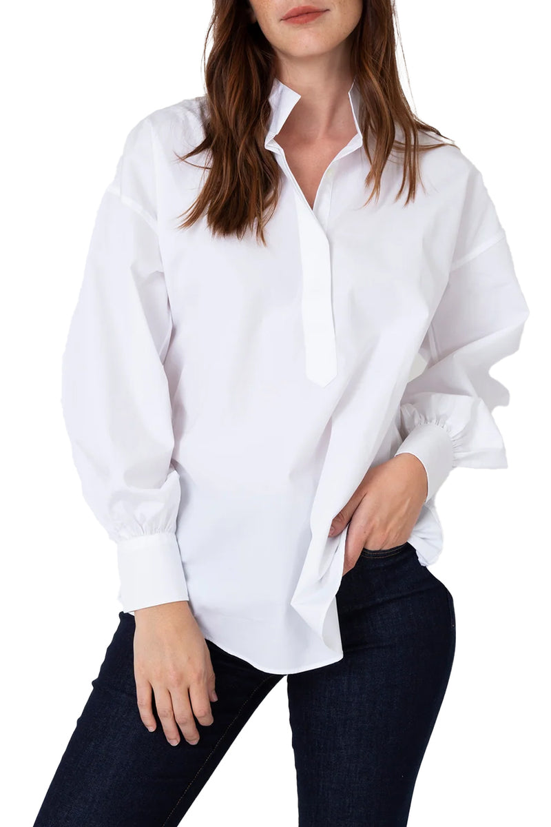 Anaya Popover Shirt in White Poplin