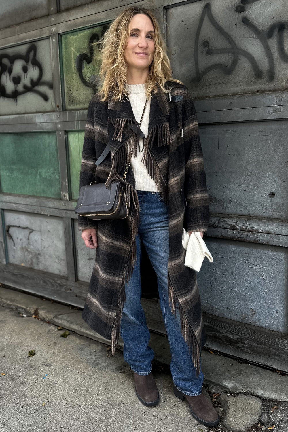 Gihan Wool Coat in Black Khaki