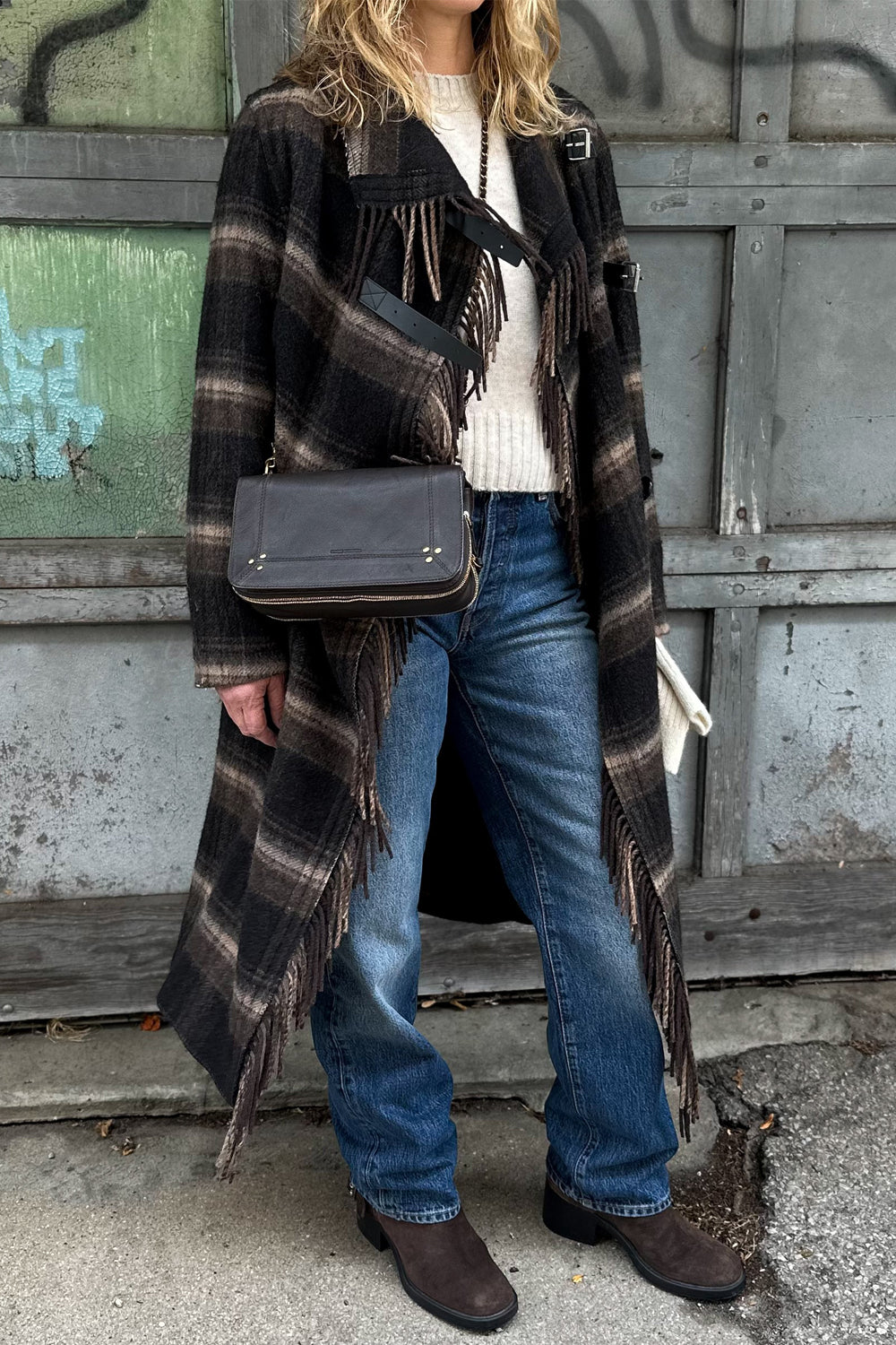 Gihan Wool Coat in Black Khaki