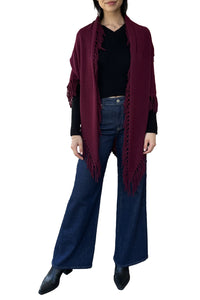 Cashmere Fringe Shawl in Bordeaux
