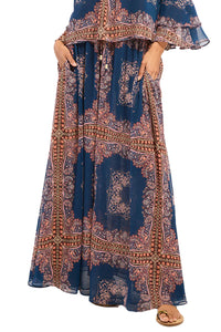 Enza Skirt in Sapphire Tapis Chiffon