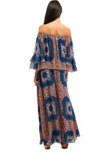 Enza Skirt in Sapphire Tapis Chiffon