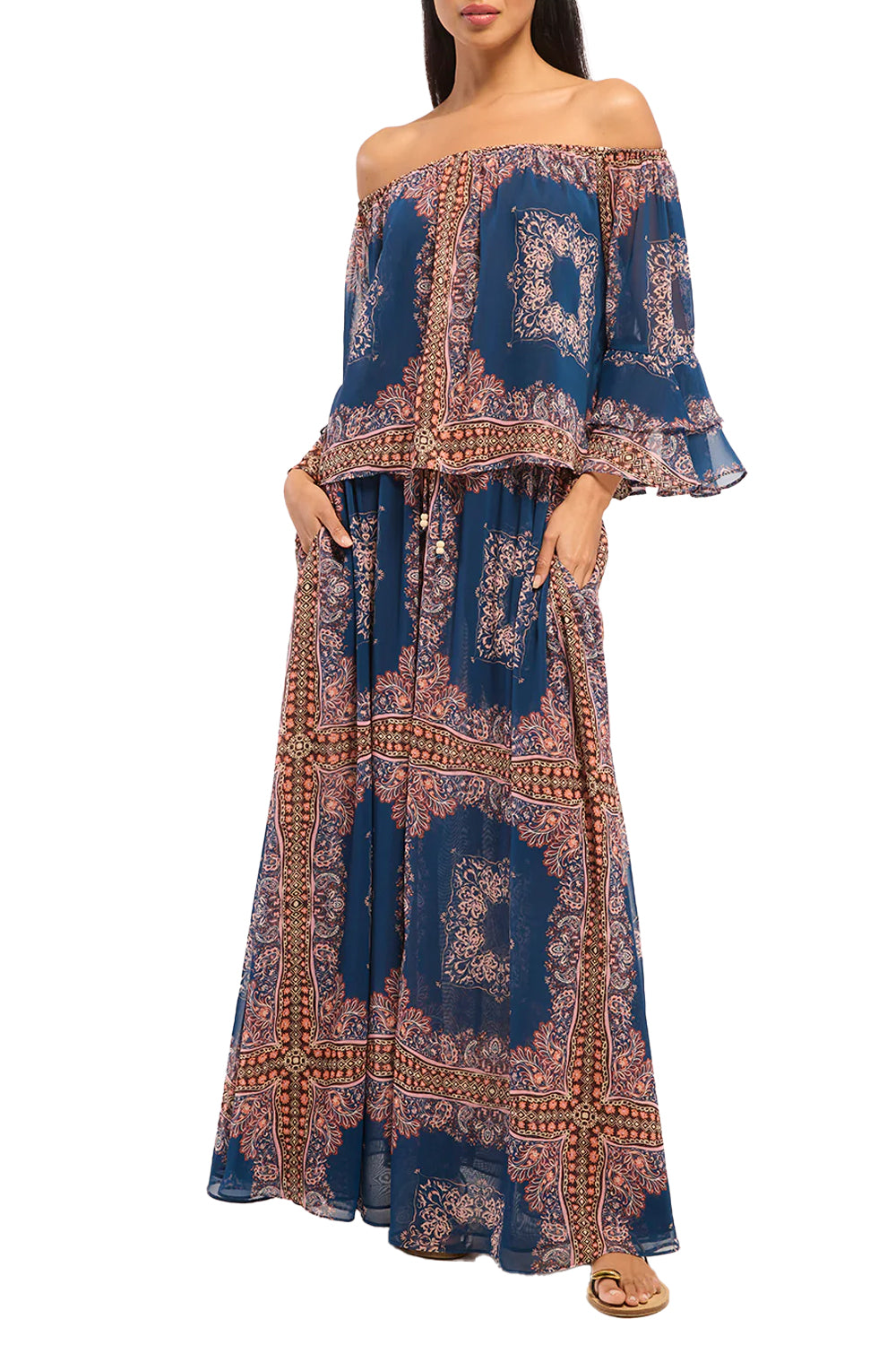 Enza Skirt in Sapphire Tapis Chiffon