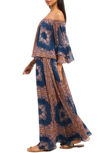 Enza Skirt in Sapphire Tapis Chiffon
