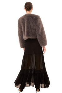 Jordyn Faux Fur Jacket in Dark Grey
