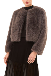 Jordyn Faux Fur Jacket in Dark Grey
