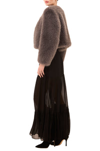 Jordyn Faux Fur Jacket in Dark Grey