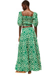 Yelena Skirt in Green Mosaic Tile