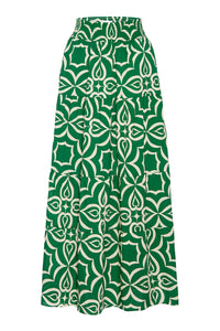 Yelena Skirt in Green Mosaic Tile