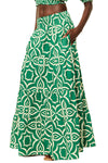 Yelena Skirt in Green Mosaic Tile