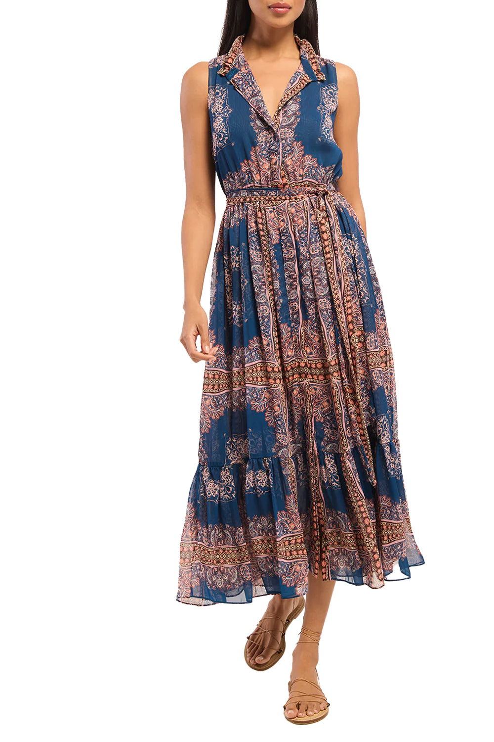 Thebez Dress in Sapphire Tapis Chiffon