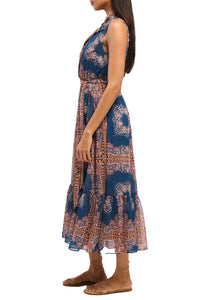 Thebez Dress in Sapphire Tapis Chiffon