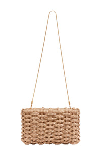 Morgan Woven Rhinestone Clutch in Gold