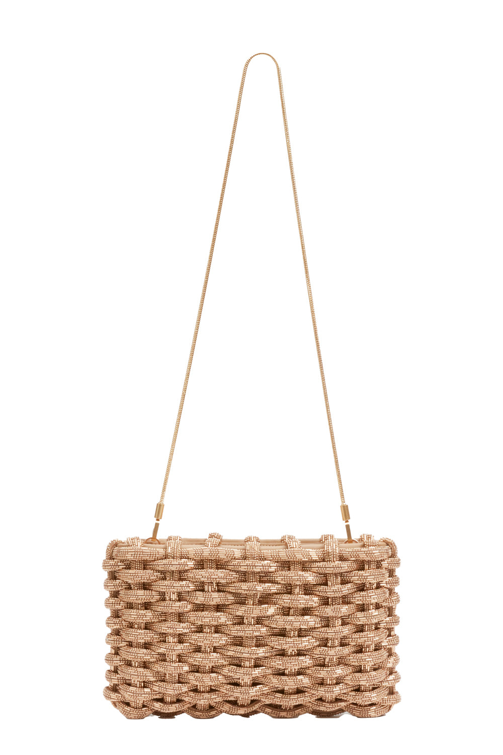 Morgan Woven Rhinestone Clutch in Gold