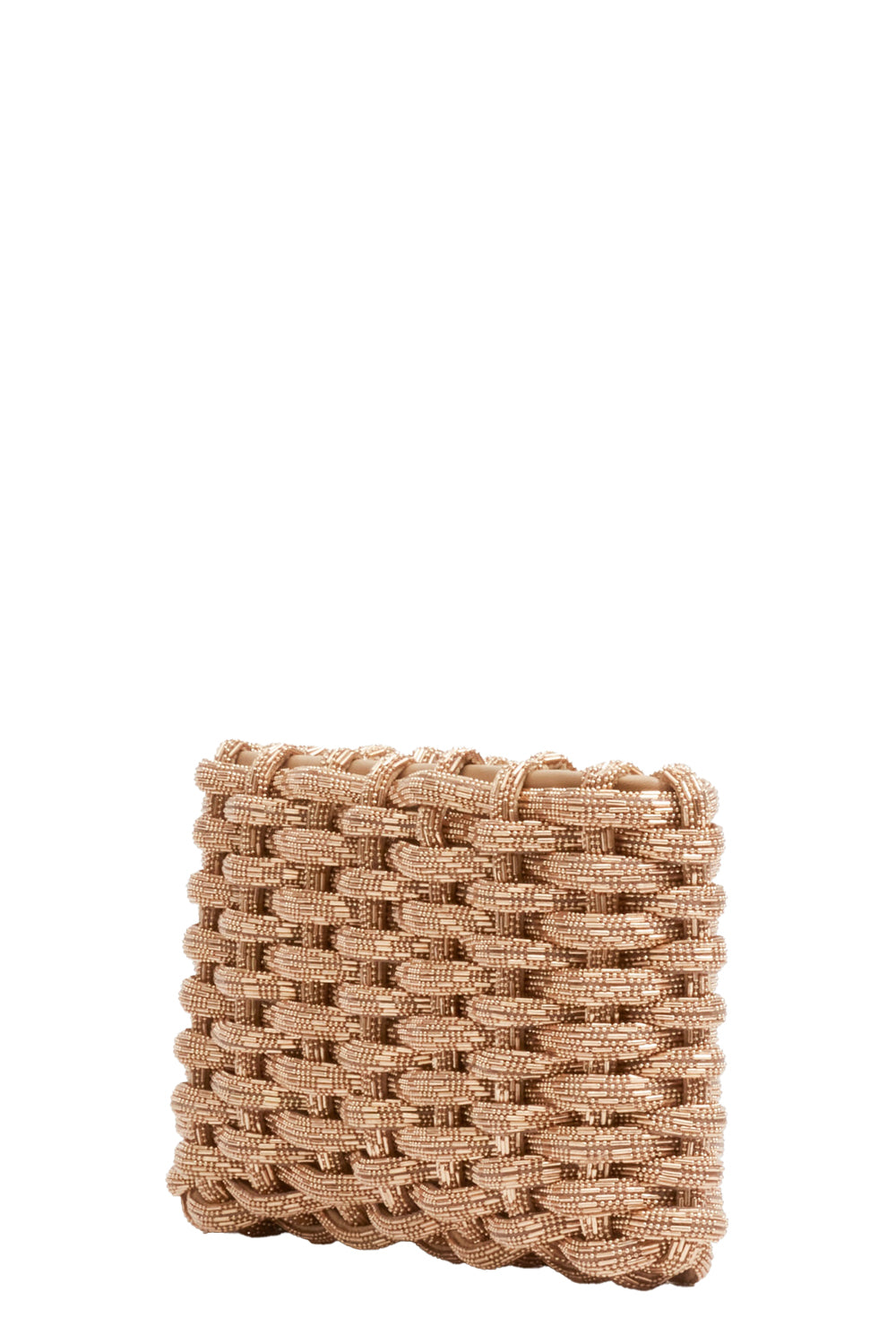 Morgan Woven Rhinestone Clutch in Gold