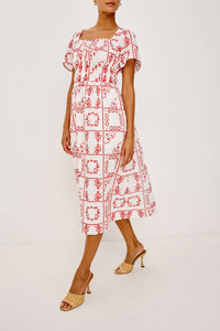 Nanette Dress in Ivory Red Handkerchief