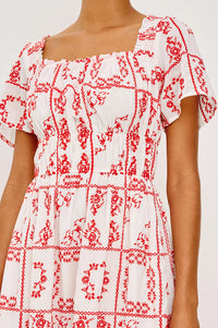Nanette Dress in Ivory Red Handkerchief