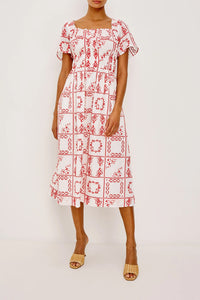 Nanette Dress in Ivory Red Handkerchief