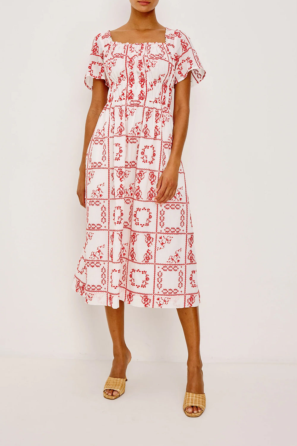 Nanette Dress in Ivory Red Handkerchief