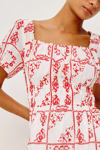 Nanette Dress in Ivory Red Handkerchief