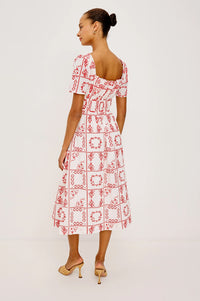 Nanette Dress in Ivory Red Handkerchief