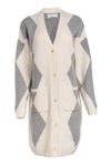 Luxe Cashmino Diamond Intarsia Kilo Coat in Cement Combo