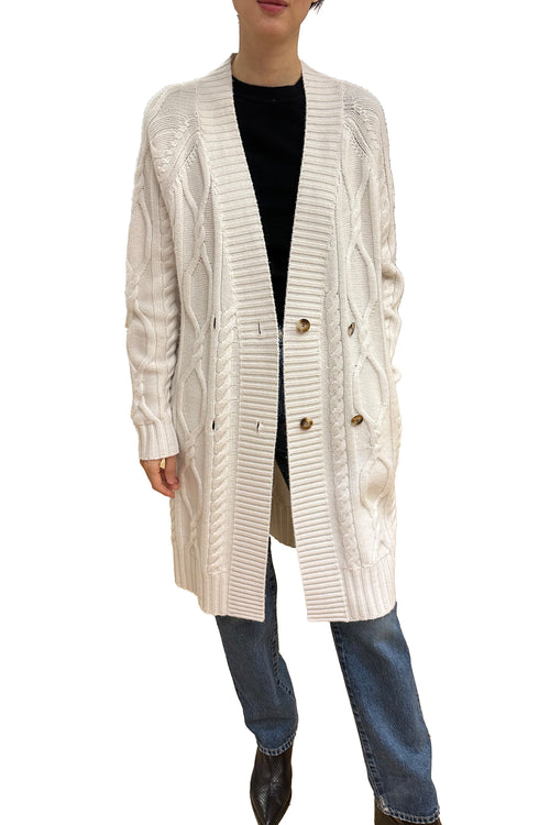Wool Cashmere Mixed Cable Cardi Coat