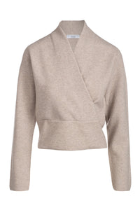 Cashmino Wrap Sweater in Oat