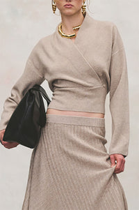 Cashmino Wrap Sweater in Oat