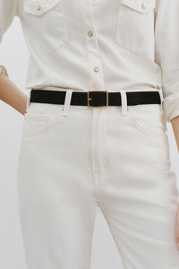 Gabriele Belt in Espresso Suede with Antique Gold Buckle