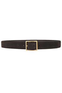 Gabriele Belt in Espresso Suede with Antique Gold Buckle