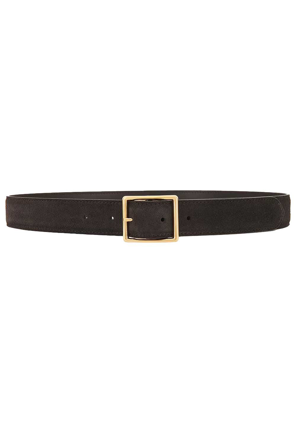 Gabriele Belt in Espresso Suede with Antique Gold Buckle