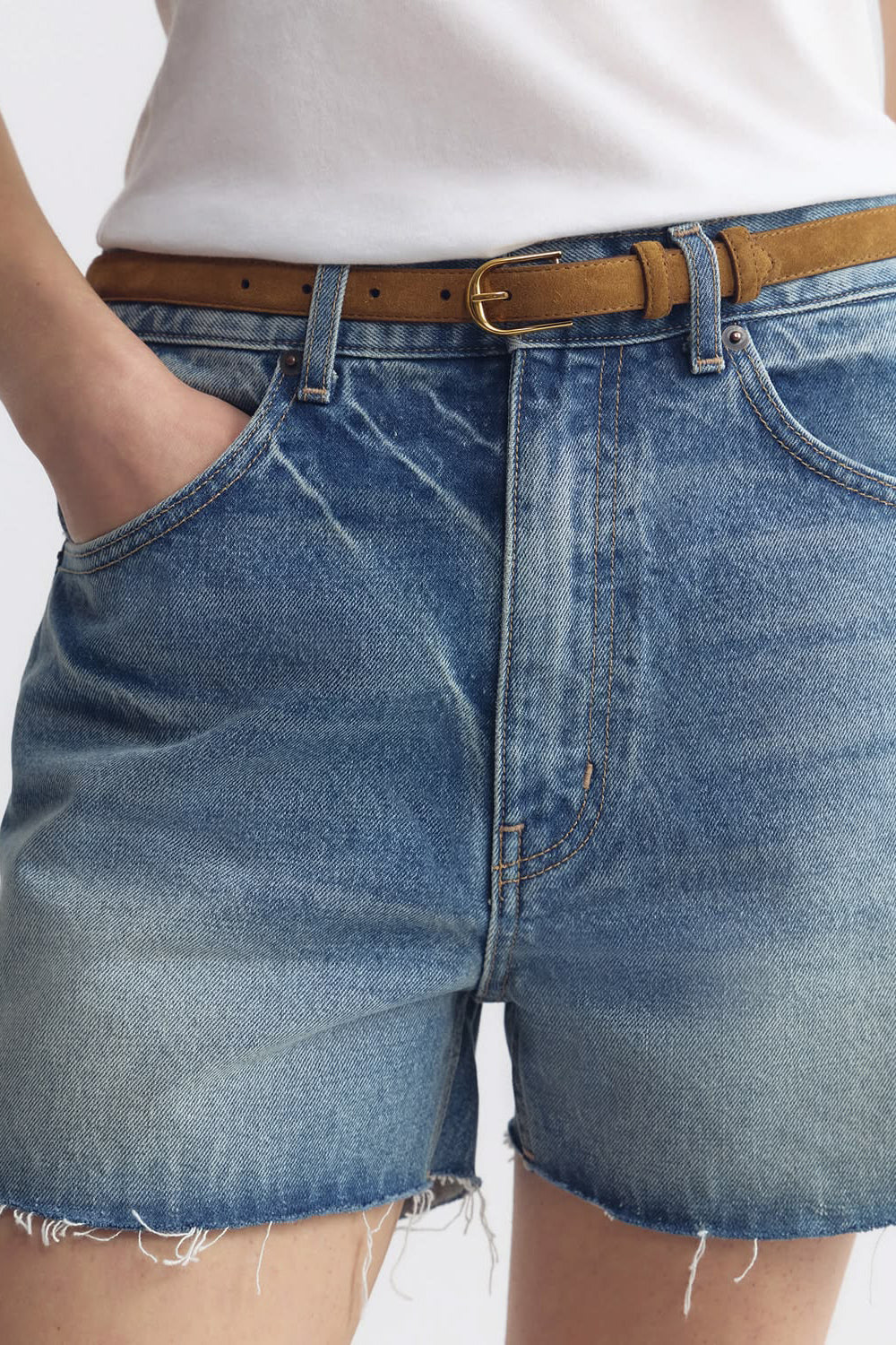 Jane Suede Belt in Martora with Gold Buckle