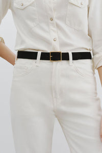 Gabriele Belt in Black Suede with Antique Gold Buckle