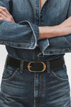 Nili Belt in Black with Antique Brass Buckle