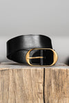 Nili Belt in Black with Antique Brass Buckle