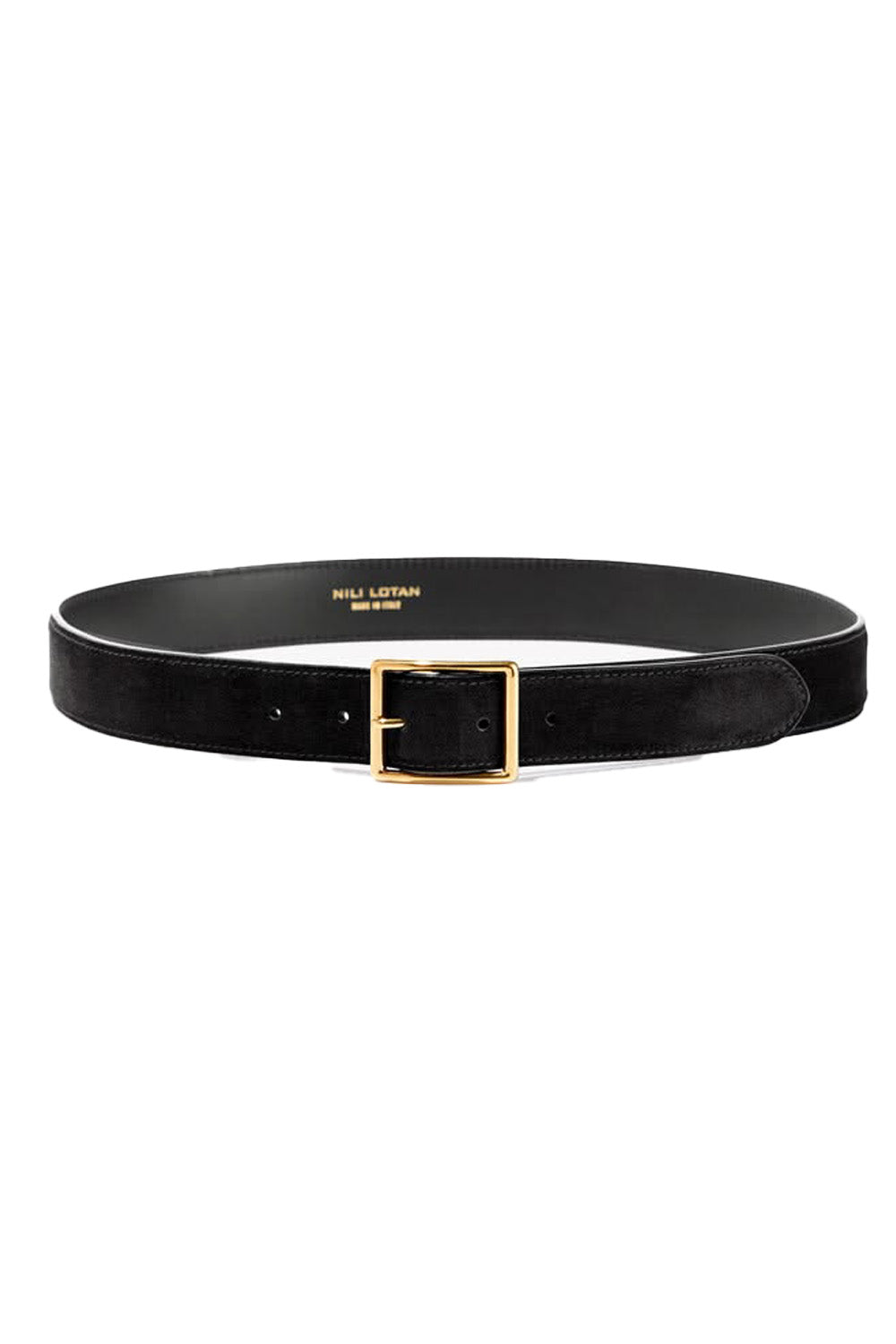 Gabriele Belt in Black Suede with Antique Gold Buckle