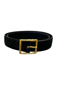 Gabriele Belt in Black Suede with Antique Gold Buckle