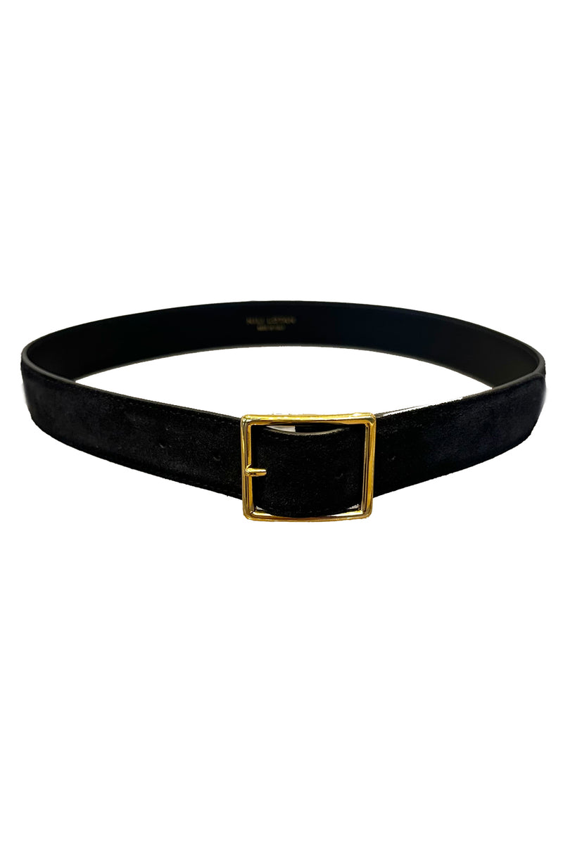 Gabriele Belt in Black Suede with Antique Gold Buckle