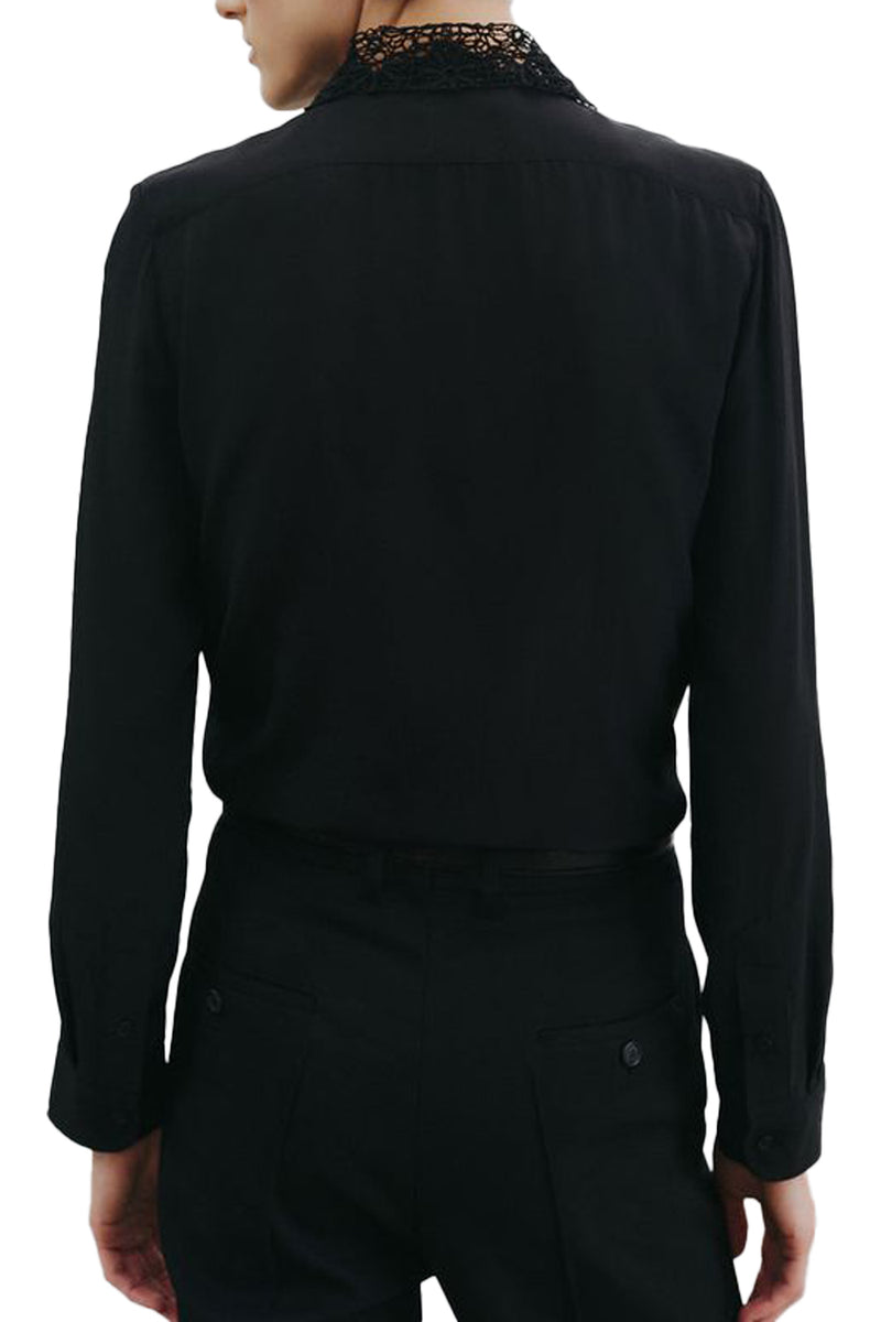 Zola Lace Silk Shirt in Black