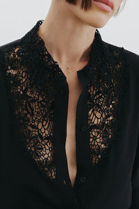 Zola Lace Silk Shirt in Black