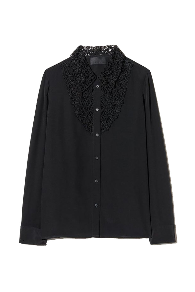 Zola Lace Silk Shirt in Black
