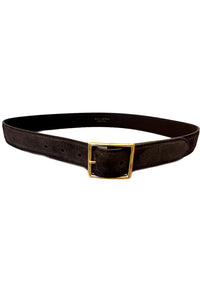 Gabriele Belt in Espresso Suede with Antique Gold Buckle