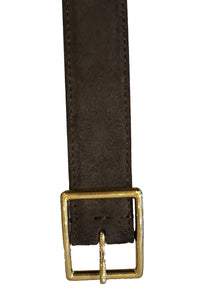 Gabriele Belt in Espresso Suede with Antique Gold Buckle