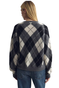 Feron Argyle Sweater in Grey Ivory Argyle